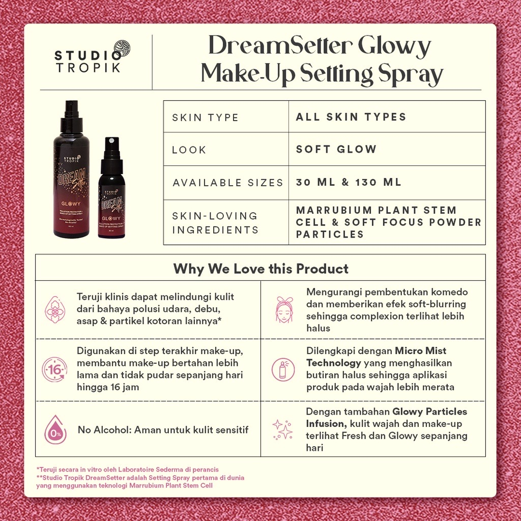 Studio Tropik Bb Size Dream Setter Pollution Protection + Make-up Setting Spray 30ml - Glowy
