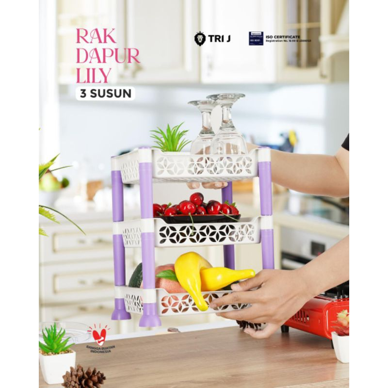TRI J - Rak Dapur 3 Susun - UNGU (Rak Penyimpanan Dapur)