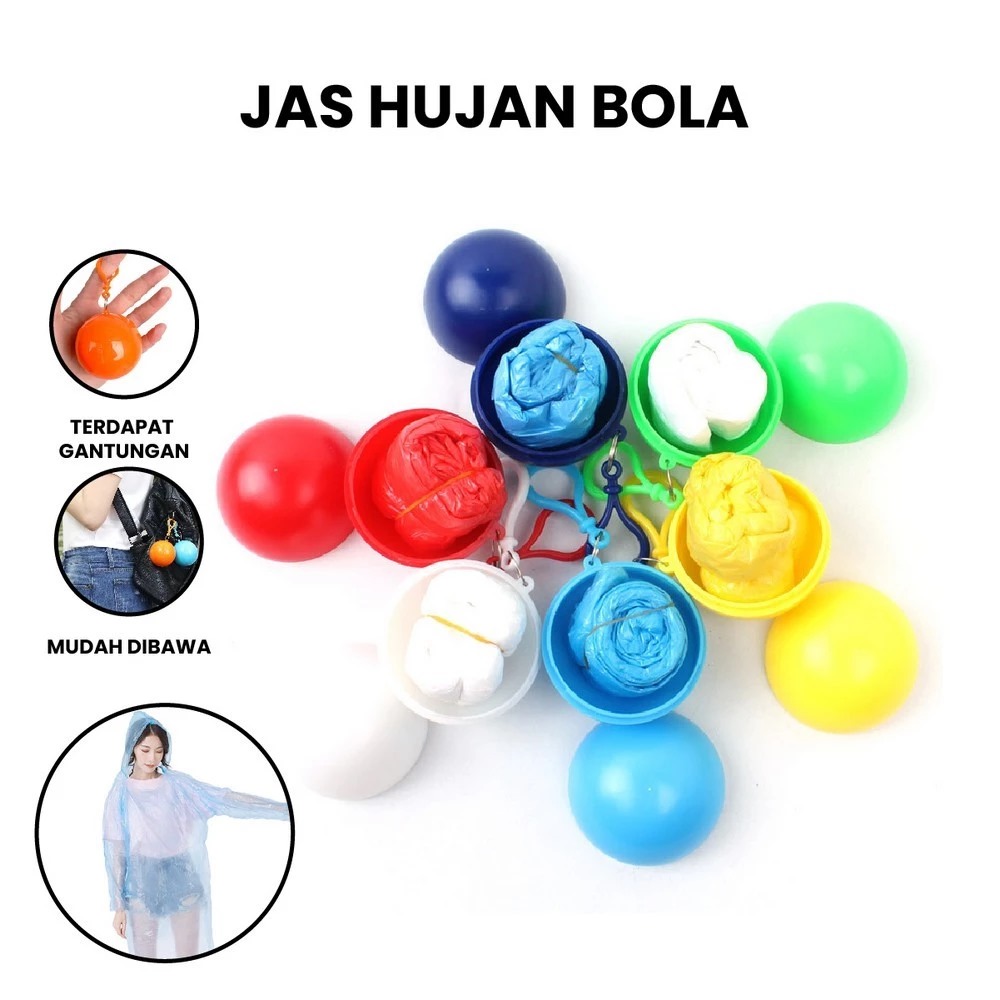 Jas Hujan Plastik Bola Portable + Gantungan