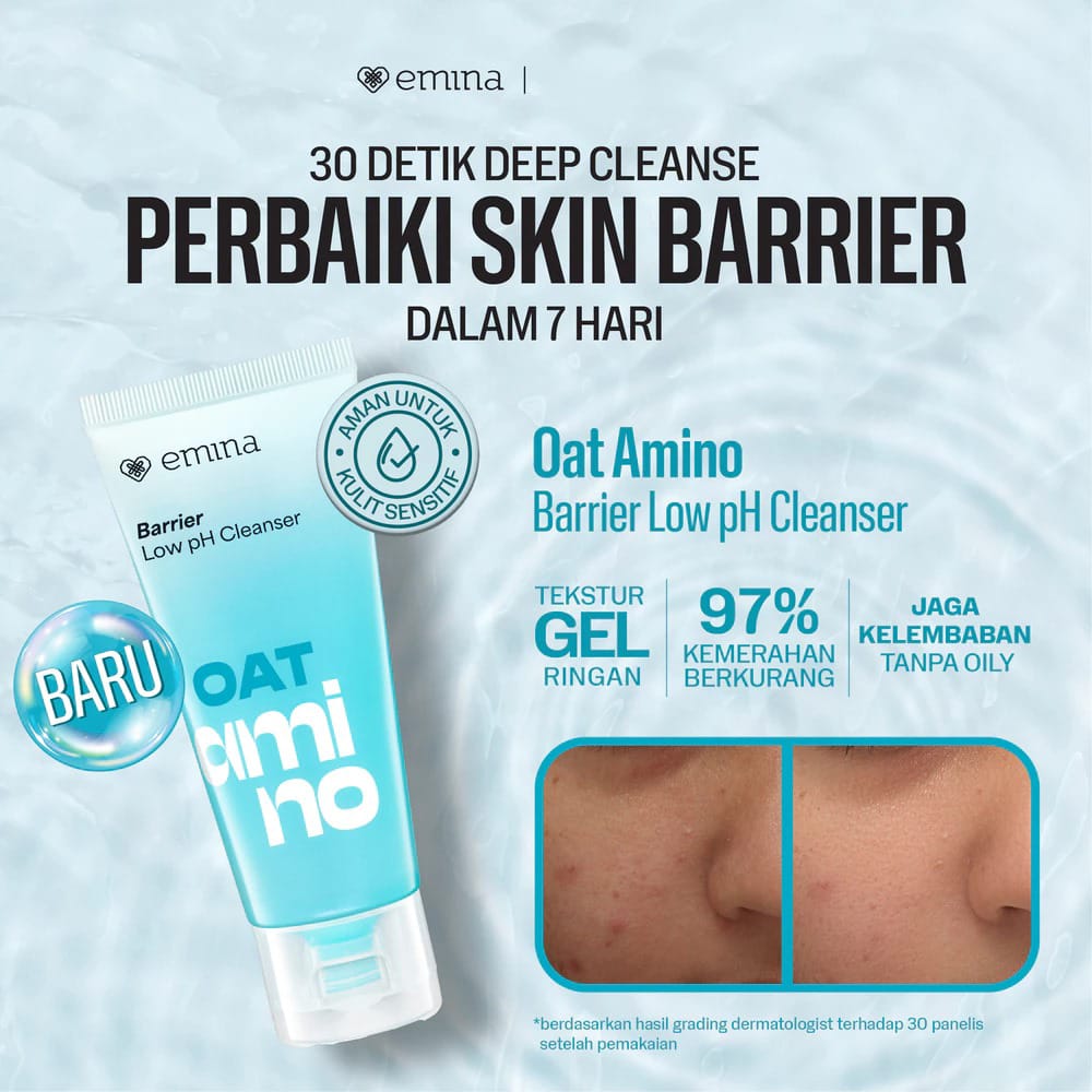 Emina Bundle 3in1 SKIN BARRIER KIT - (Oat Amino Cleanser + Sun Battle SPF35 20ml + Water Barrier Balancing Gel 30gr)