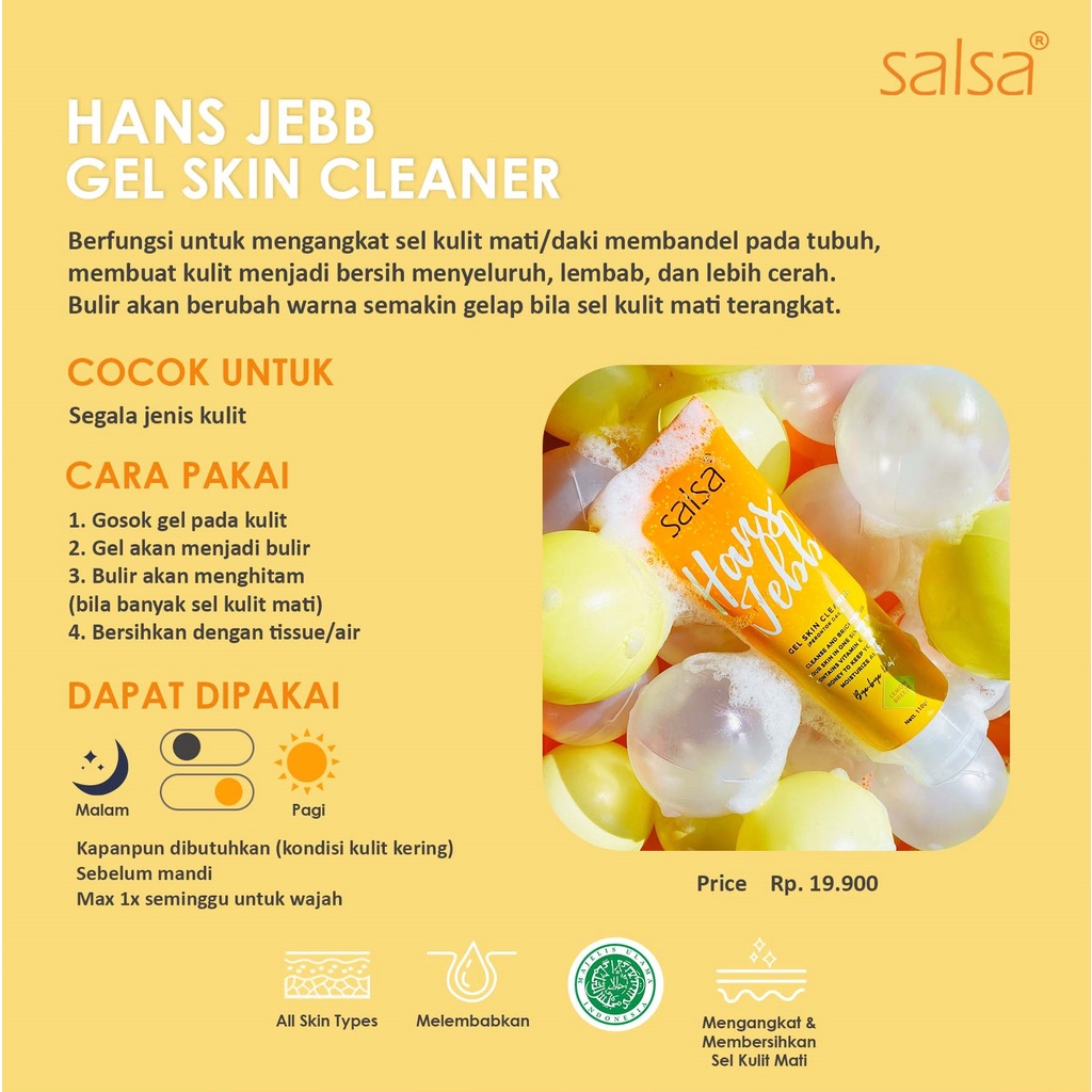 SALSA Hans Jebb Gel Skin Cleanser Lemon Breeze 110gr (Penghilang Daki Tanpa Bilas)