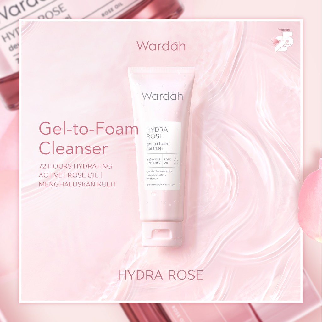 Wardah Hydra Rose Dewy Skin Starter Kit 3in1 (Facial Wash 20ml, Toner 30ml, Day Gel 8ml) *