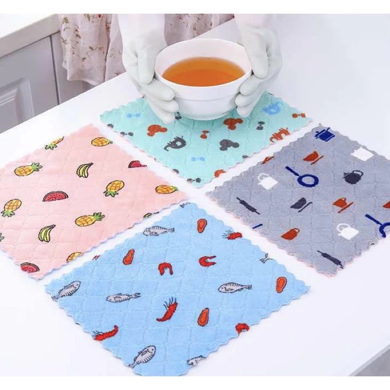 Kain Lap Dapur Anti Minyak Motif Karakter 2 Sisi (25x25cm)