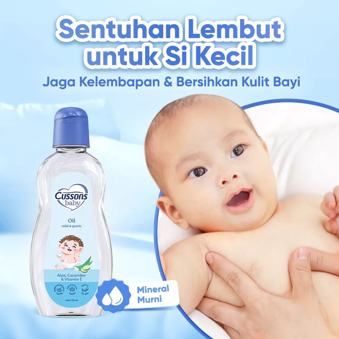 Cussons Baby Oil 100ml (50+50) - Biru Mild & Gentle