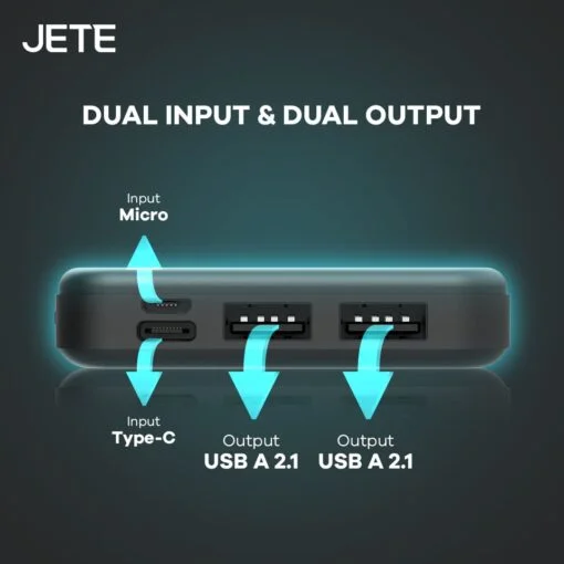 JETE Powerbank C7 10000mah (Input Micro & Type-C, Output 2.1A)
