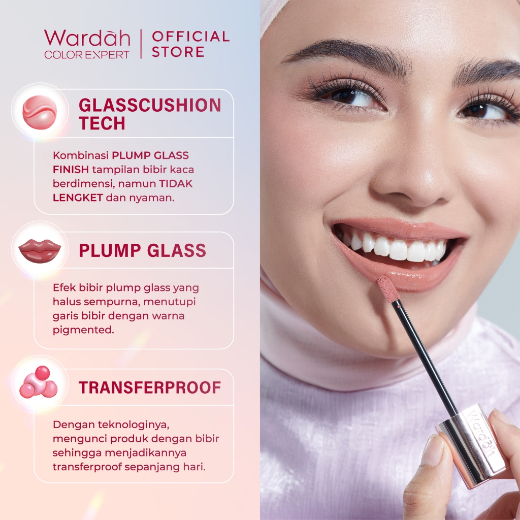 Wardah Glasting Liquid Lip 3.5gr (Lip Cream Transferproof) - 04 Rosewood Radiance