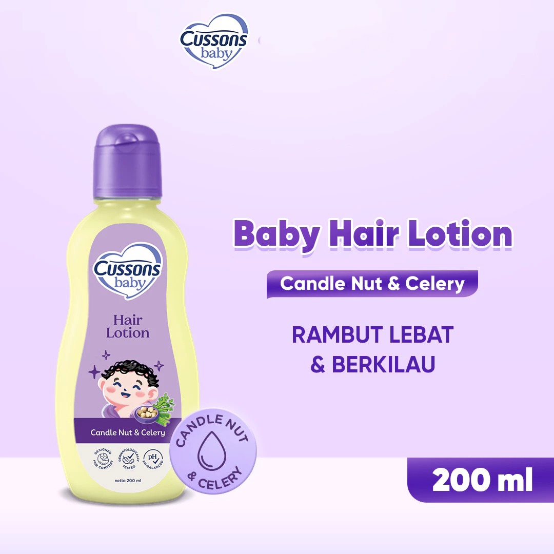 Cussons Baby Hair Lotion 200ml (100 + 100) - Candle Nut & Celery