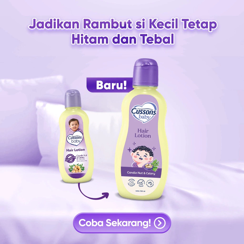 Cussons Baby Hair Lotion 200ml (100 + 100) - Candle Nut & Celery