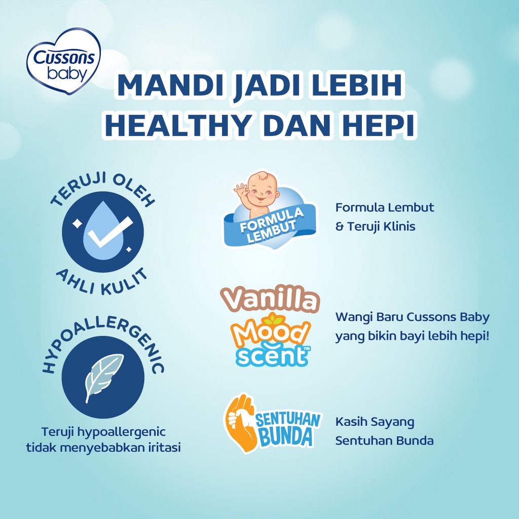 Cussons Baby Hair & Body Wash 200ml (Botol) - Mild & Gentle