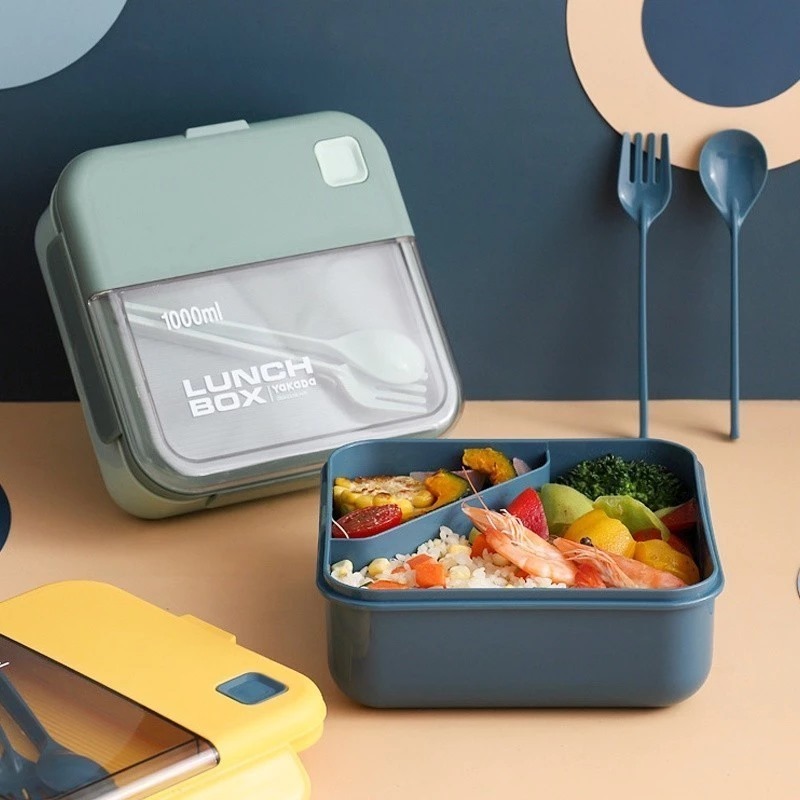 Lunch Box Kotak 1000ml + Free Sendok Garpu (Kotak Makan Bekal) (LB AS 0336)
