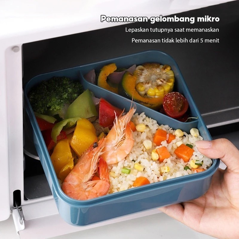 Lunch Box Kotak 1000ml + Free Sendok Garpu (Kotak Makan Bekal) (LB AS 0336)