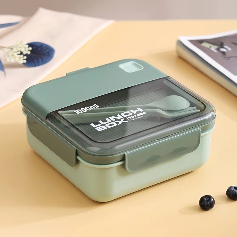 Lunch Box Kotak 1000ml + Free Sendok Garpu (Kotak Makan Bekal) (LB AS 0336)