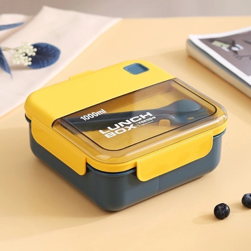Lunch Box Kotak 1000ml + Free Sendok Garpu (Kotak Makan Bekal) (LB AS 0336)