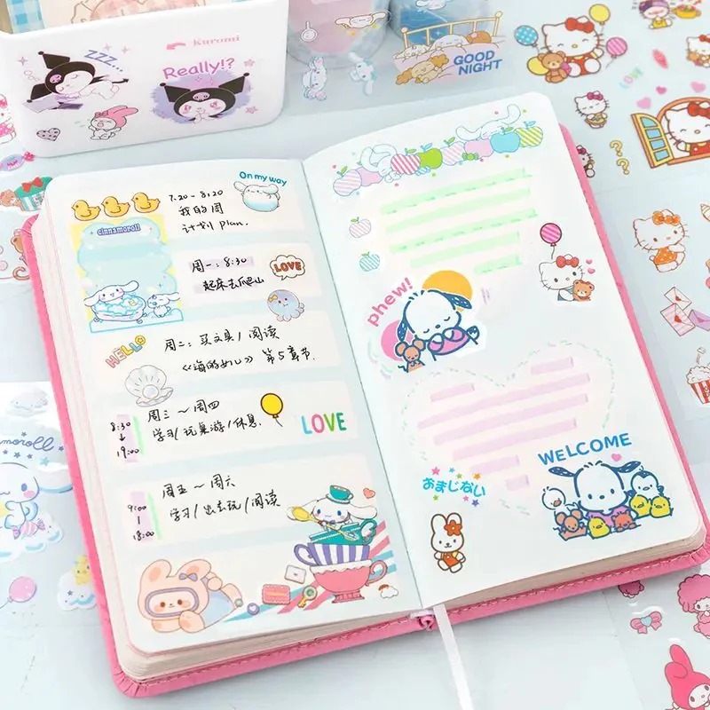 Stiker SANRIO 2D Rainbow Isi 100 Stiker Dekorasi Lucu