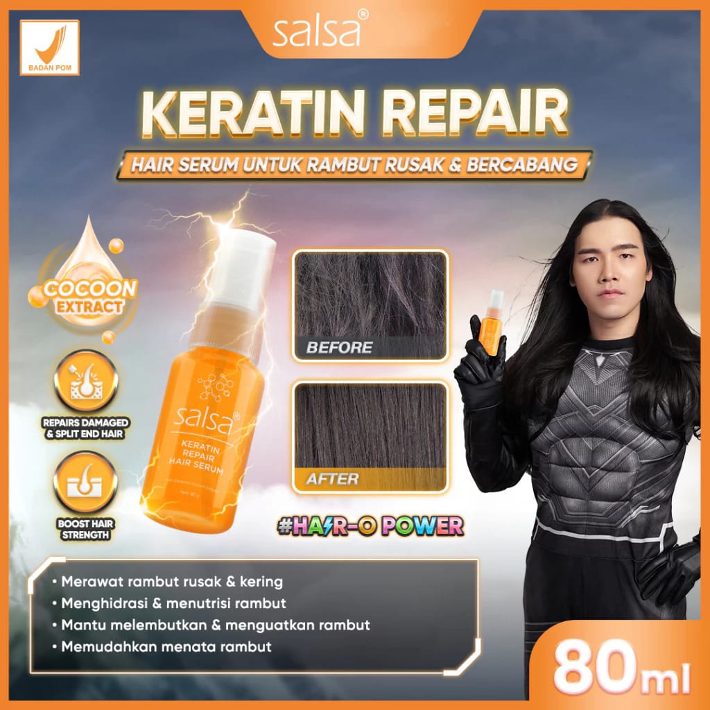 SALSA Hair Serum Spray 80ml - Keratin Repair (Kuning) - Serum Perawatan Rambut
