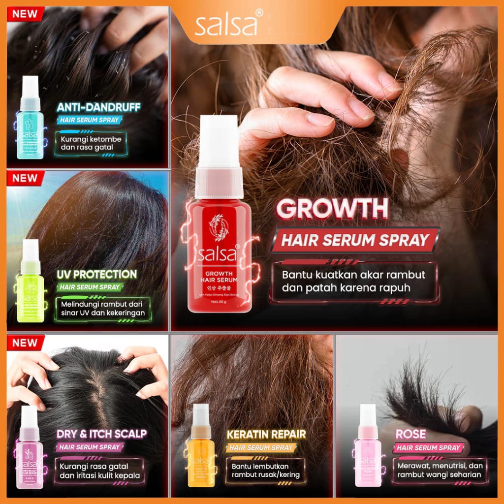 SALSA Hair Serum Spray 80ml - Keratin Repair (Kuning) - Serum Perawatan Rambut