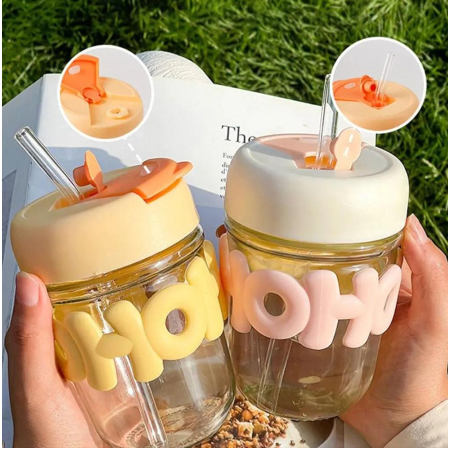 Tumblr Gelas Minum Kaca HOHO 350ml - Botol Minum