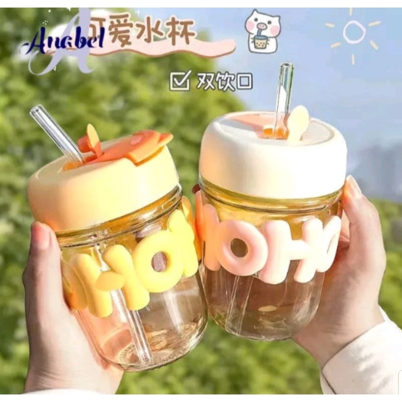 Tumblr Gelas Minum Kaca HOHO 350ml - Botol Minum