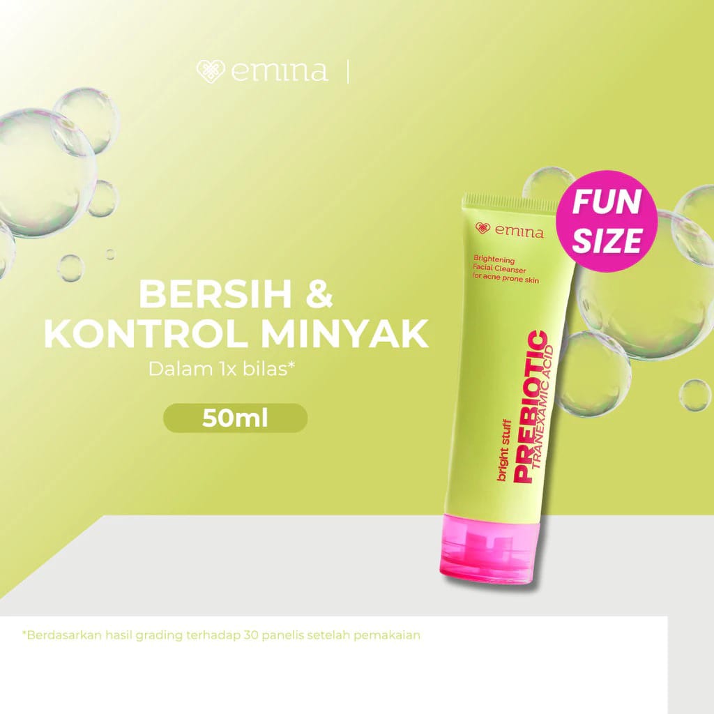 Emina Bundle 3in1 BYE ACNE KIT - (Bright Stuff For Acne FW 50ml + Sun Battle SPF35 Cica 50ml + Water Calming Gel 30gr)