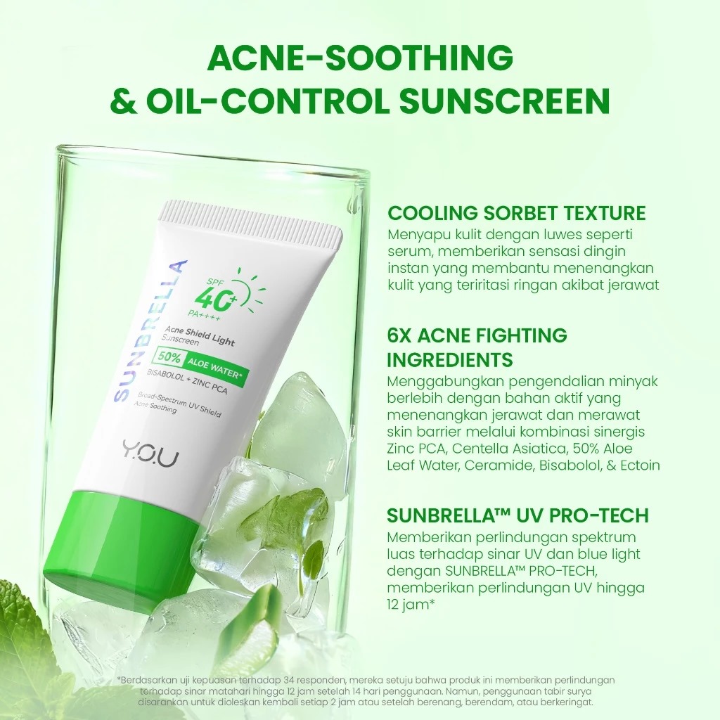 YOU Sunbrella Acne Shield Light Sunscreen SPF40+ PA++++ 30gr