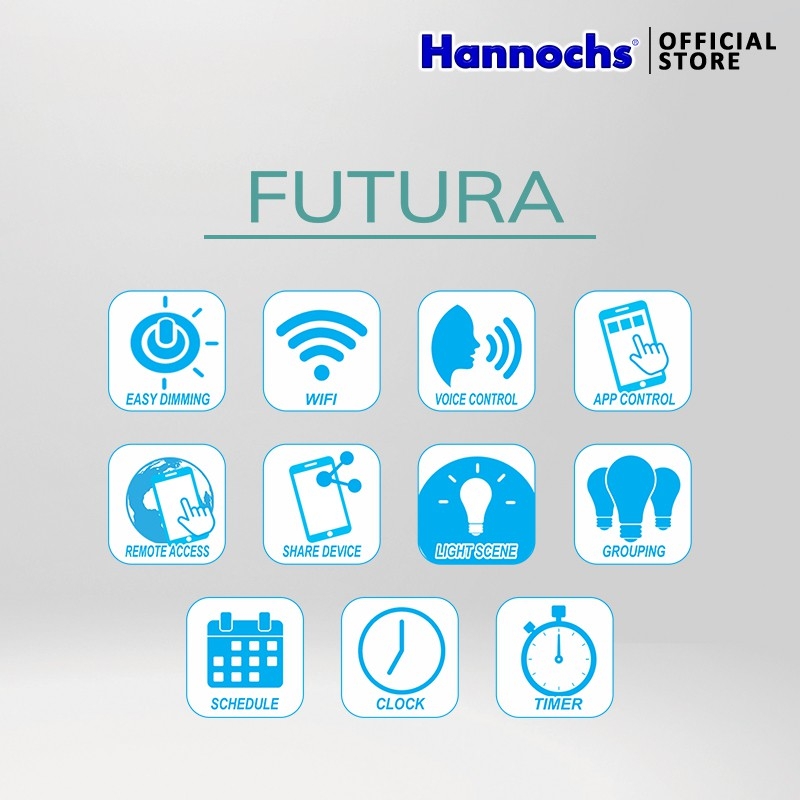 HANNOCHS WiFi Futura Smart LED Bohlam 9 Watt (9W) RGB