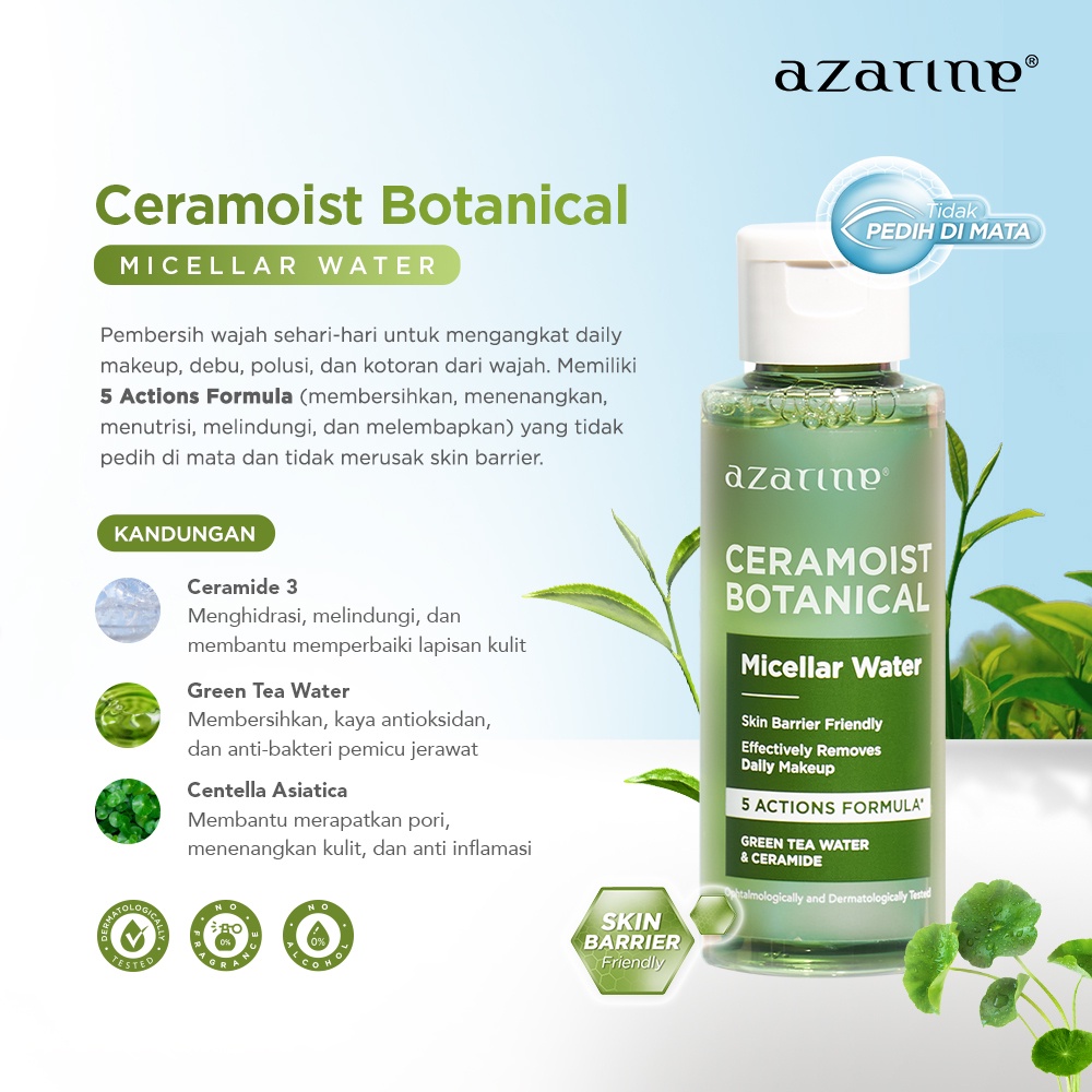 Azarine Ceramoist Botanical Micellar Water 90ml (Hijau) *