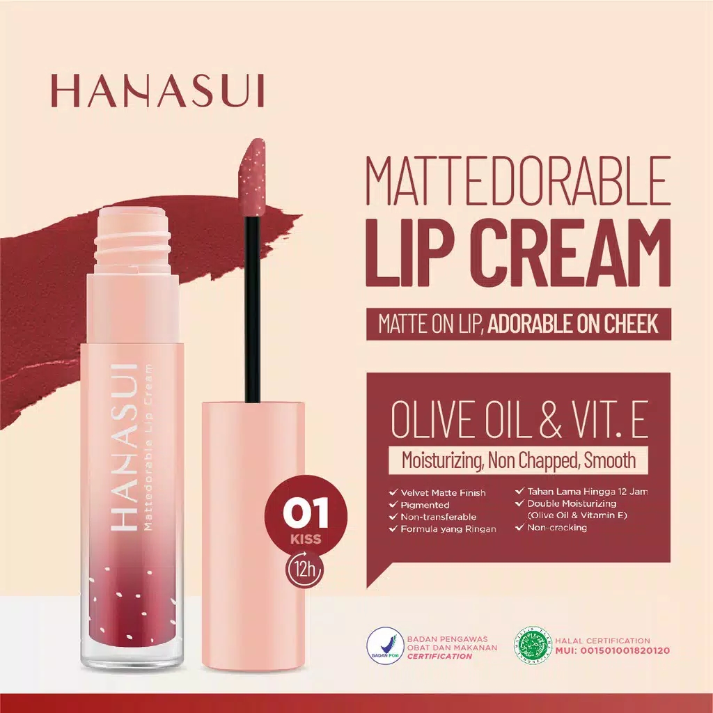 HANASUI Mattedorable Lip Cream 01 KISS
