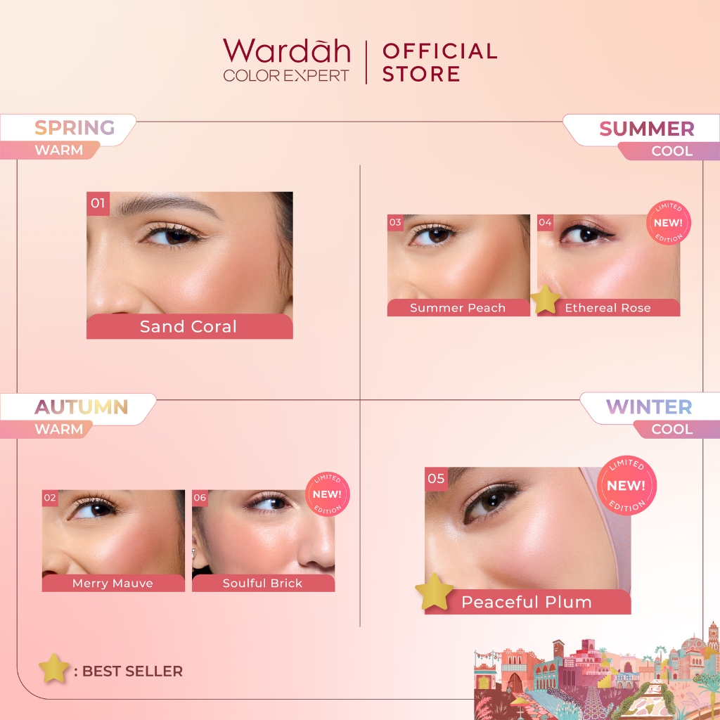 Wardah Colorfit Cream Blush 3gr - 01 Sand Coral