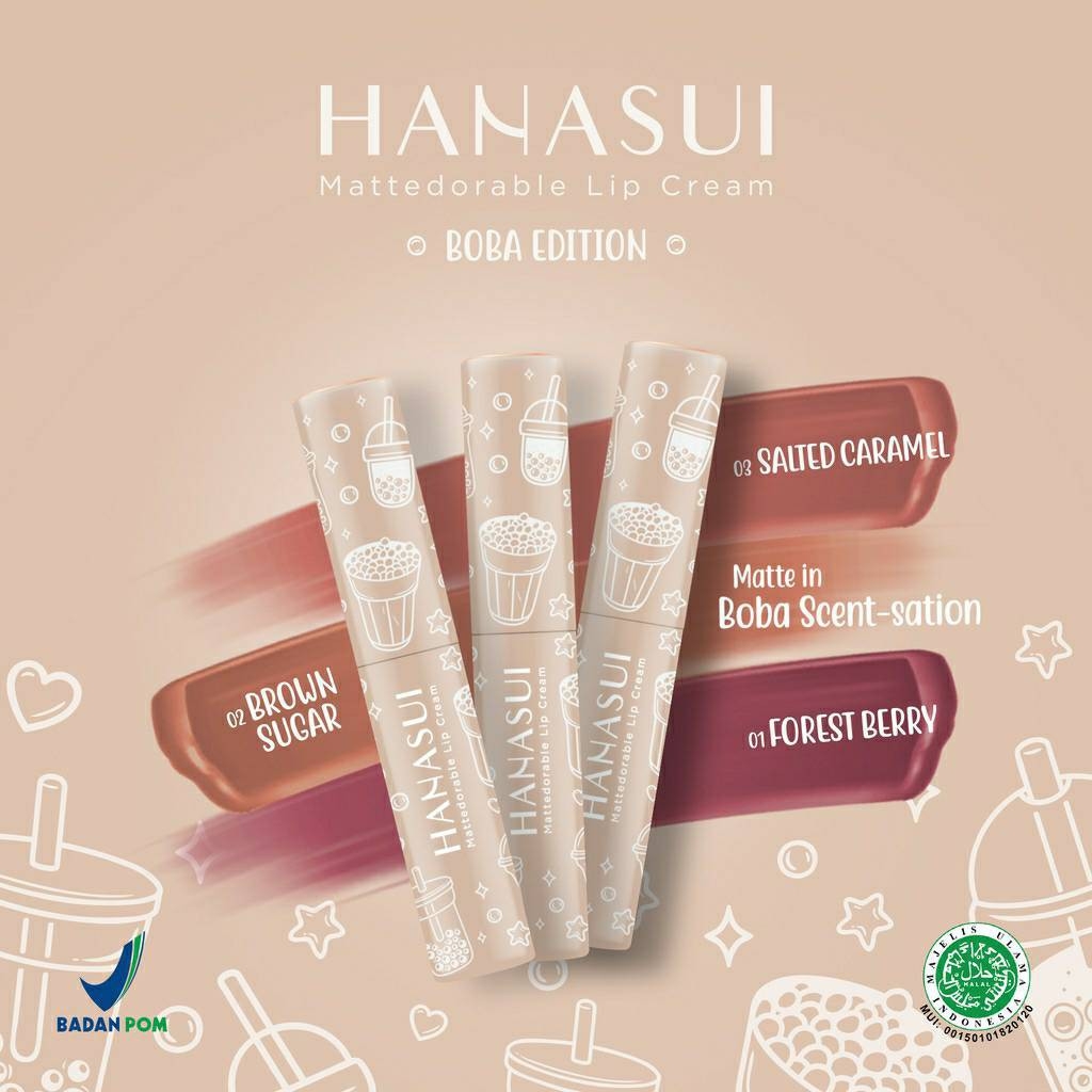 HANASUI Mattedorable Lip Cream BOBA Edition - 02 BROWN SUGAR