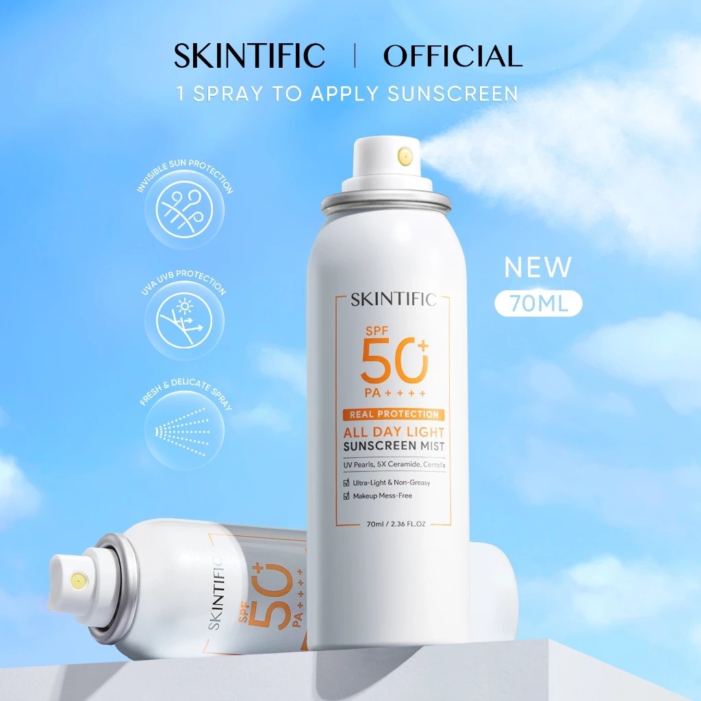 Skintific All Day Light Sunscreen Mist SPF 50+ PA++++ 70ml