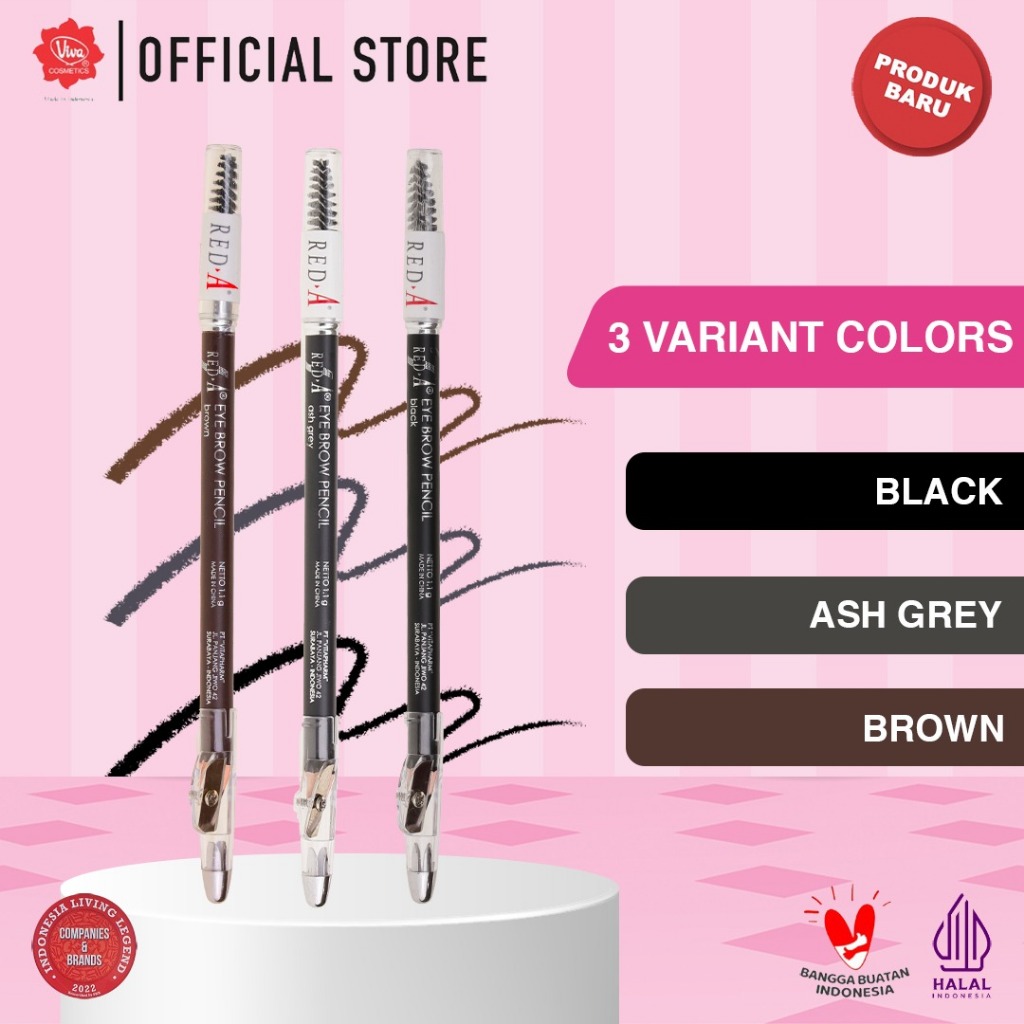 Red-A Eye Brow Pencil 1.1gr (Pensil Alis) - Ash Grey