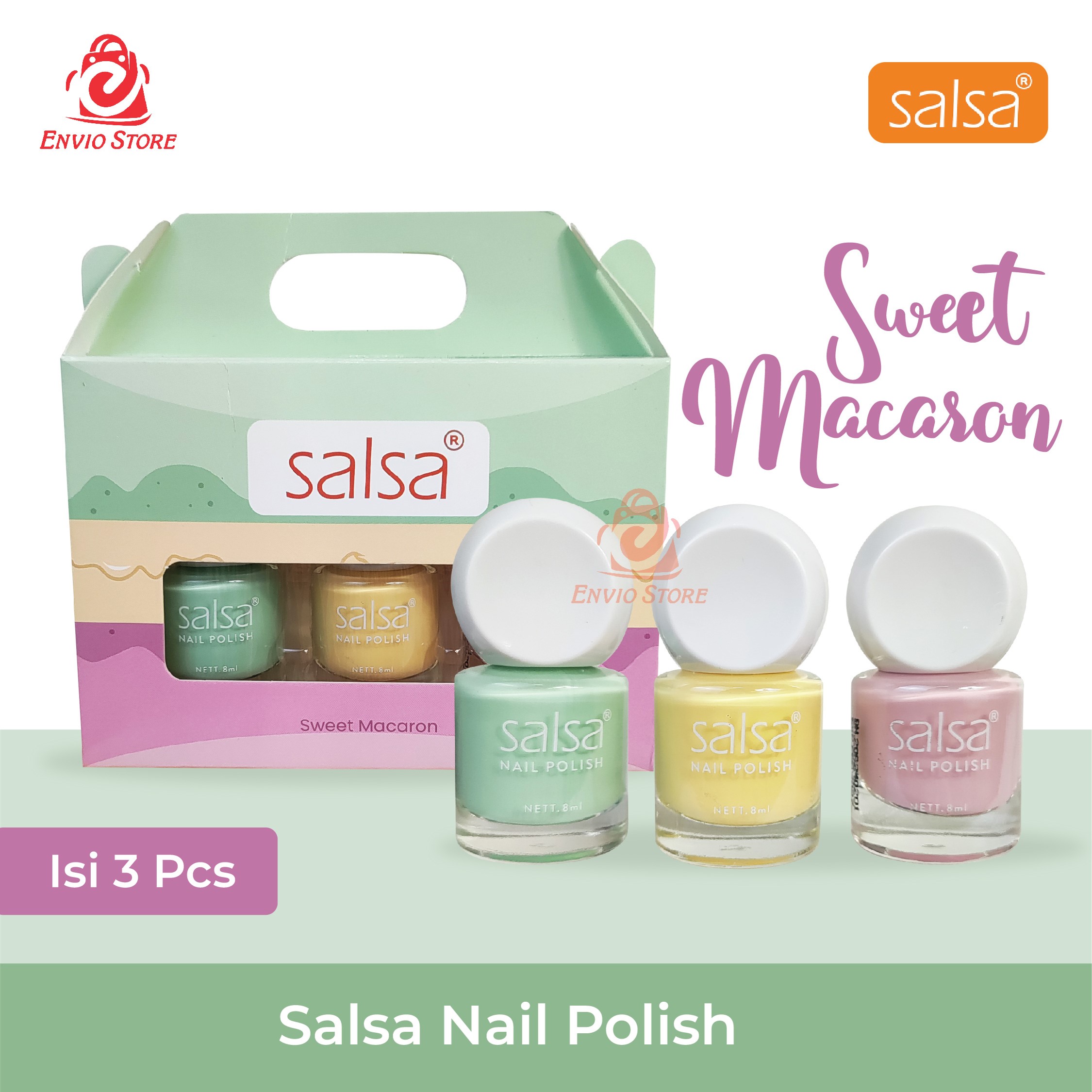 (ISI 3PCS) SALSA Kutek Nail Polish - Sweet Macaron