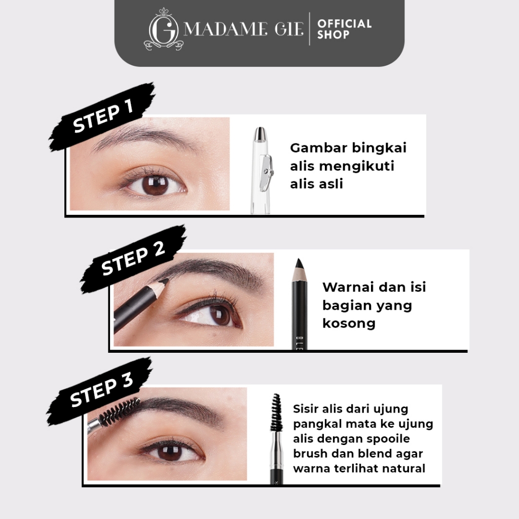 Madame Gie Blended Brow Pro 1.2gr (Pensil Alis) - Black
