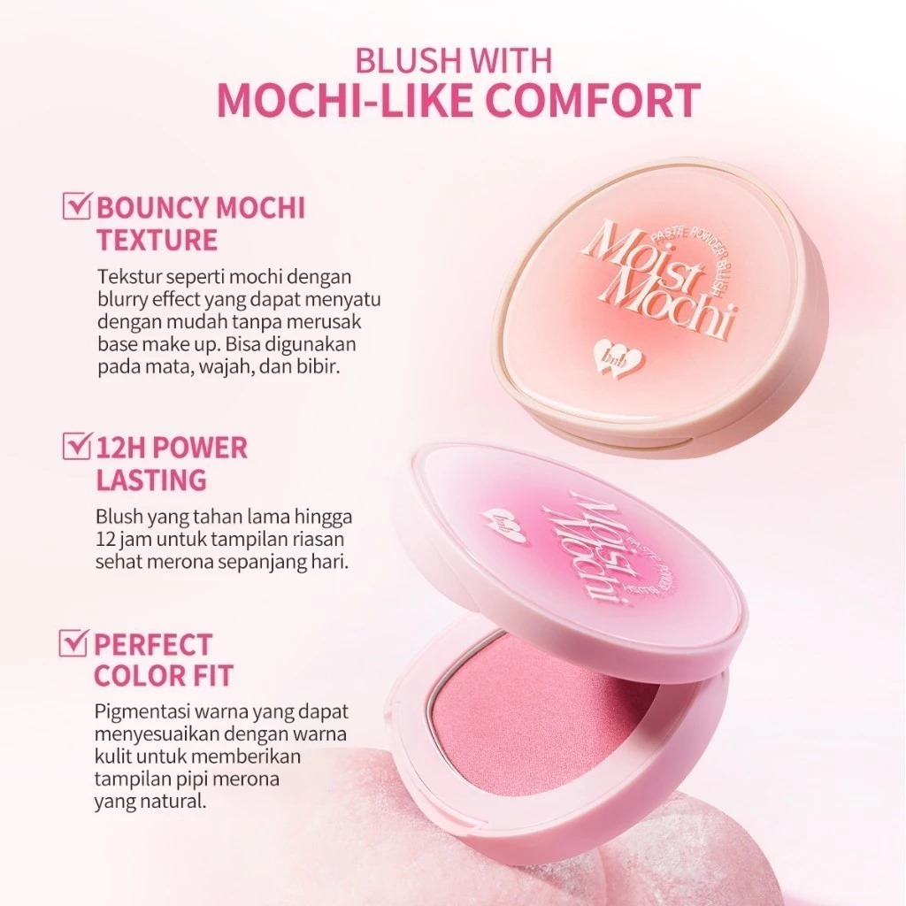 BNB Barenbliss Moist Mochi Paste Powder Blush 4.5gr - B12 Fig Delight