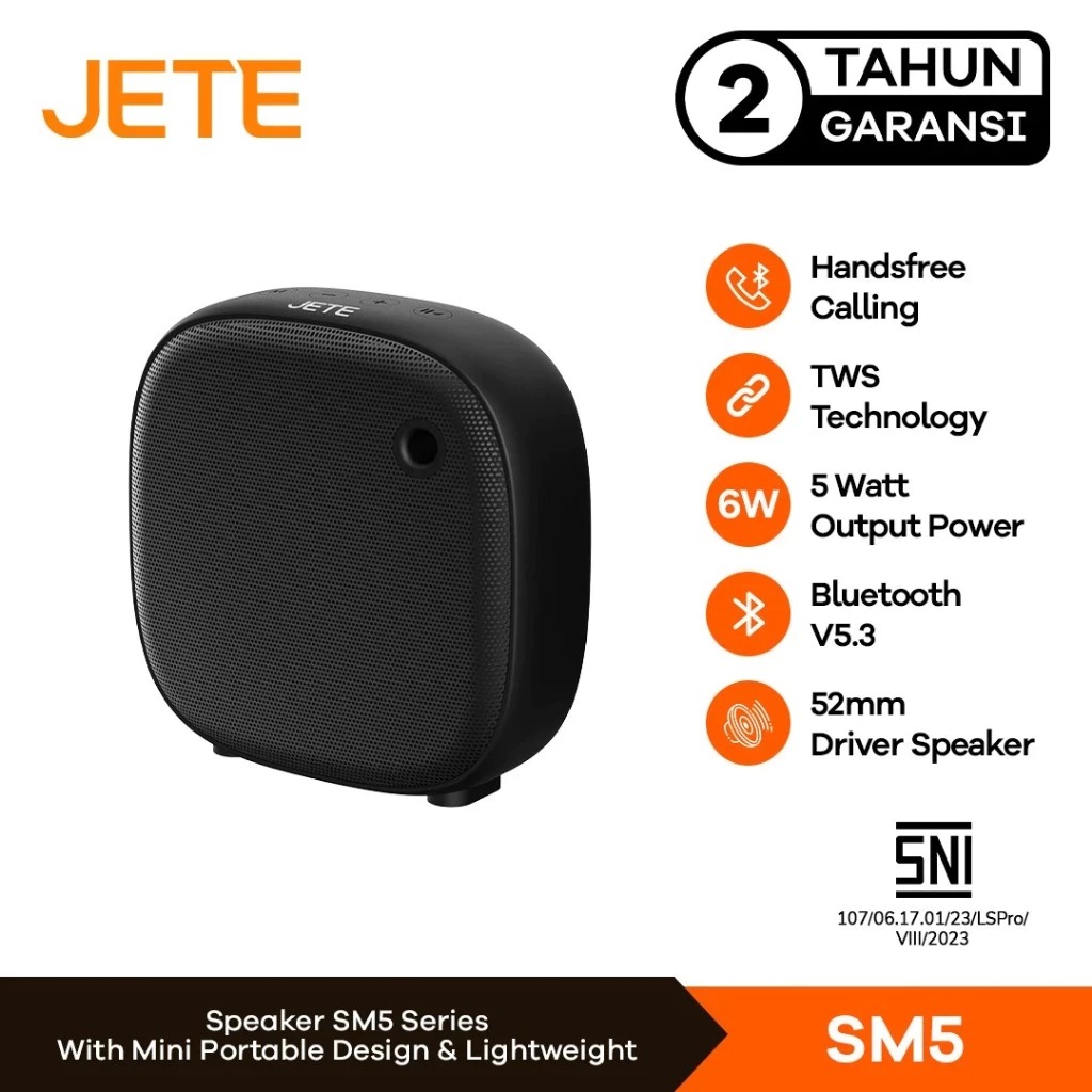 JETE Speaker Bluetooth - SM5 Black (5W)