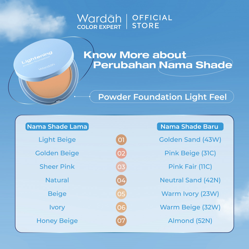 Wardah Lightening Powder Foundation Light Feel 12gr 01 Golden Sand (43W)