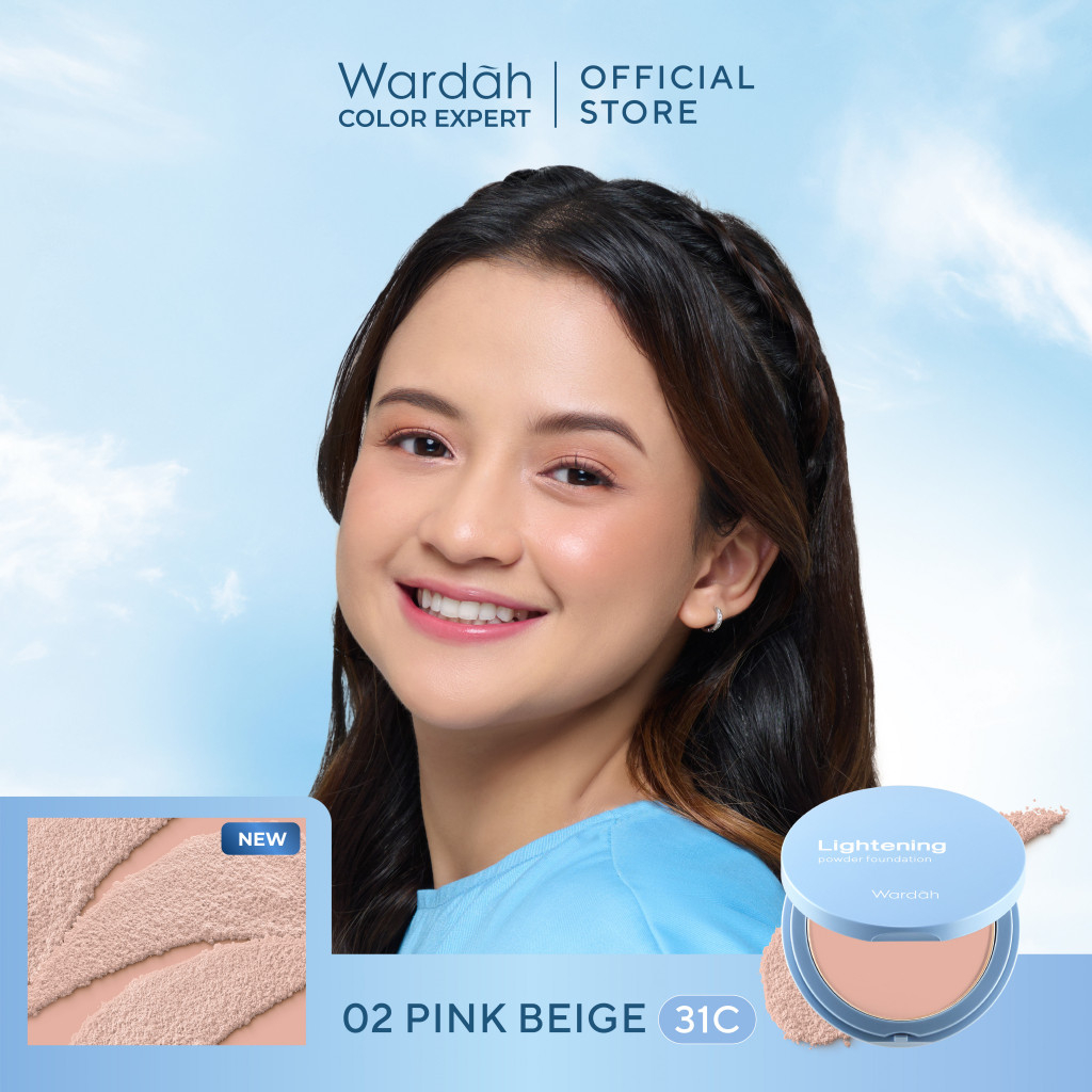 Wardah Lightening Powder Foundation Light Feel 12gr 02 Pink Beige (31C)
