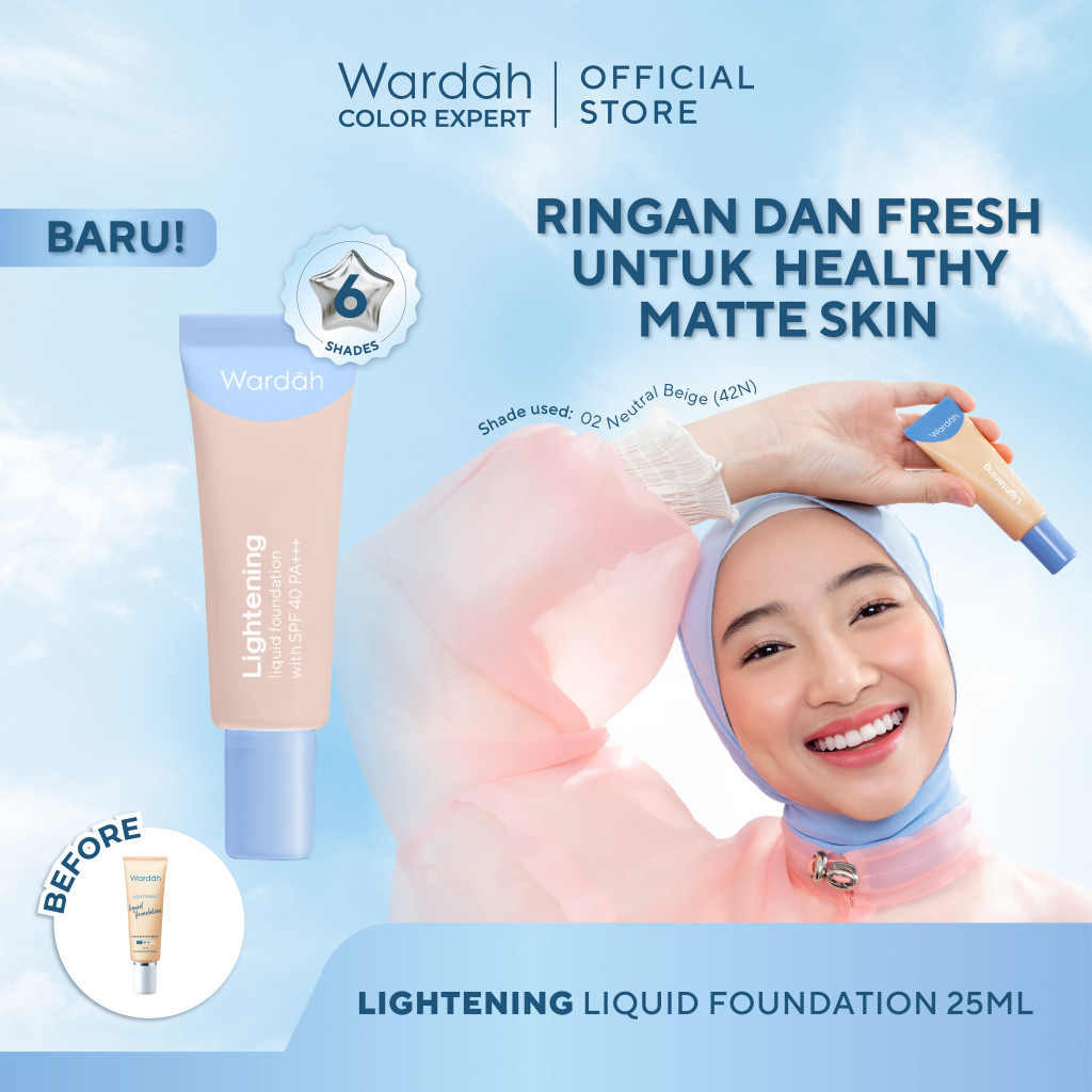 Wardah Lightening Liquid Foundation 25ml - 01 Neutral Fair (12N)