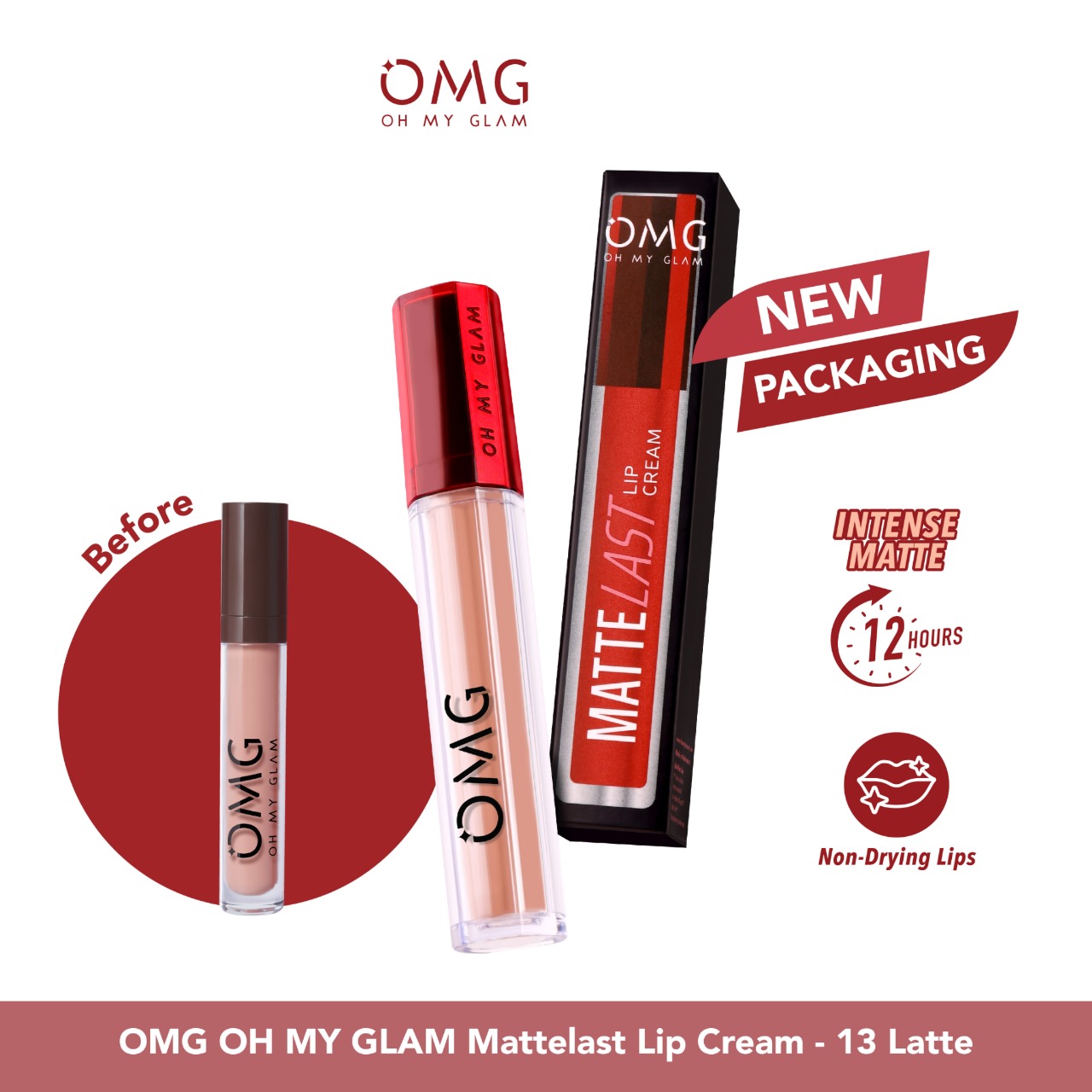 Oh My Glam Mattelast Lip Cream - 13 Latte 2.9g (OMG)