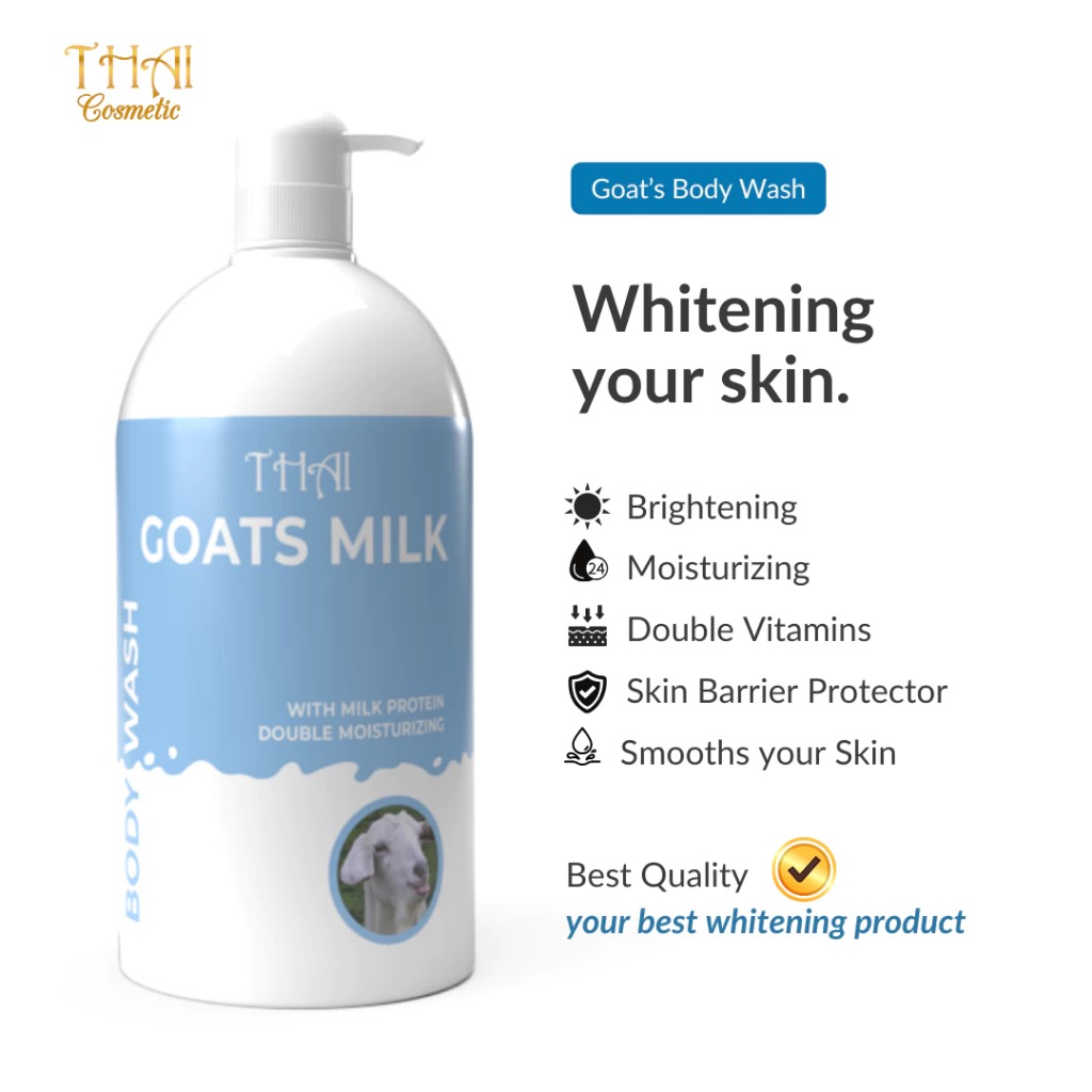 Thai Body Wash 1000mL - Goat's Milk (Sabun Mandi Cair Botol Pump)