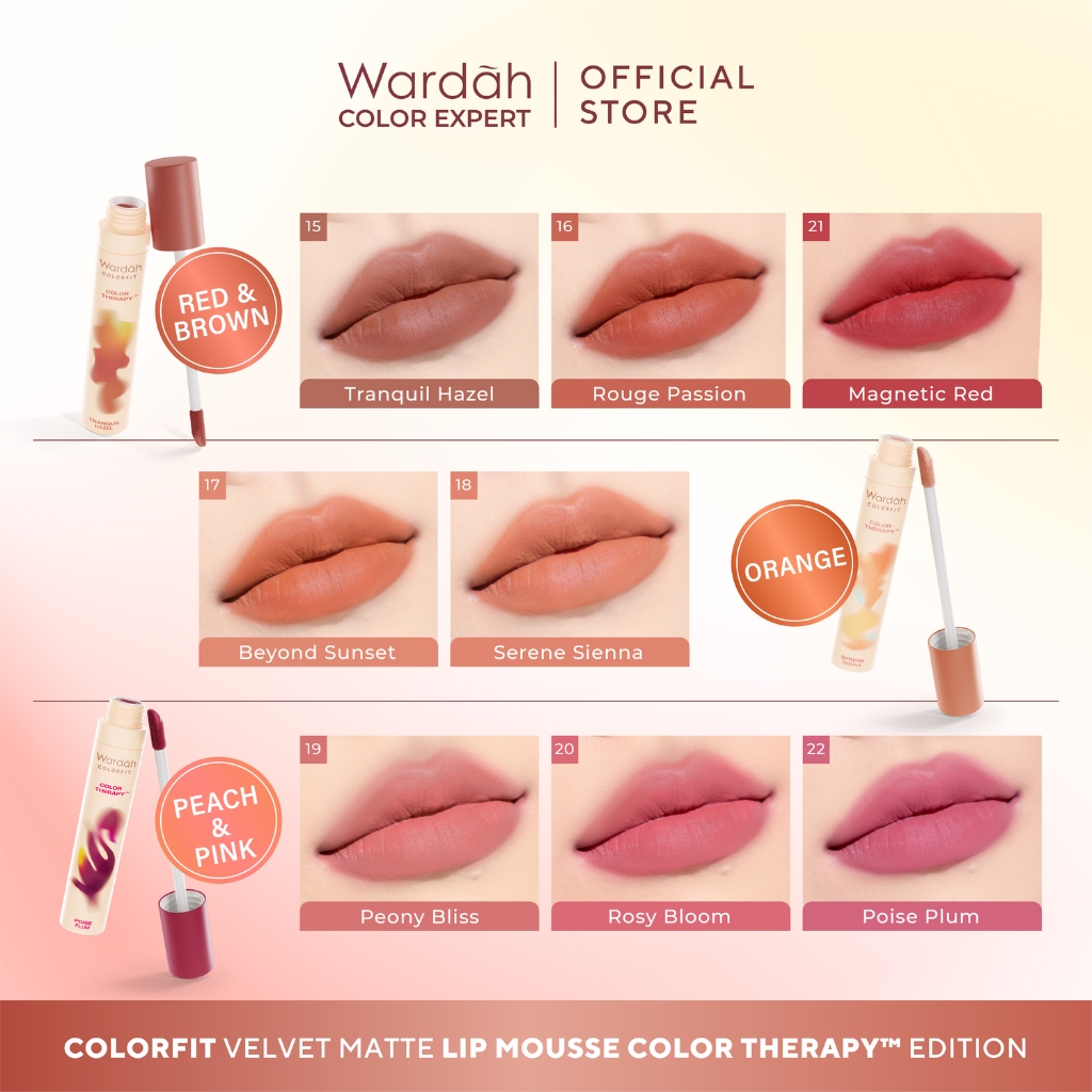 Wardah Colorfit Velvet Matte Lip Mousse Color Therapy 4gr - 15 Tranquil Hazel