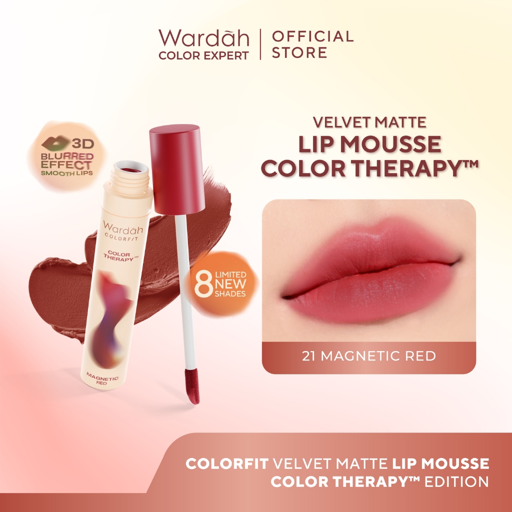 Wardah Colorfit Velvet Matte Lip Mousse Color Therapy 4gr - 21 Magnetic Red