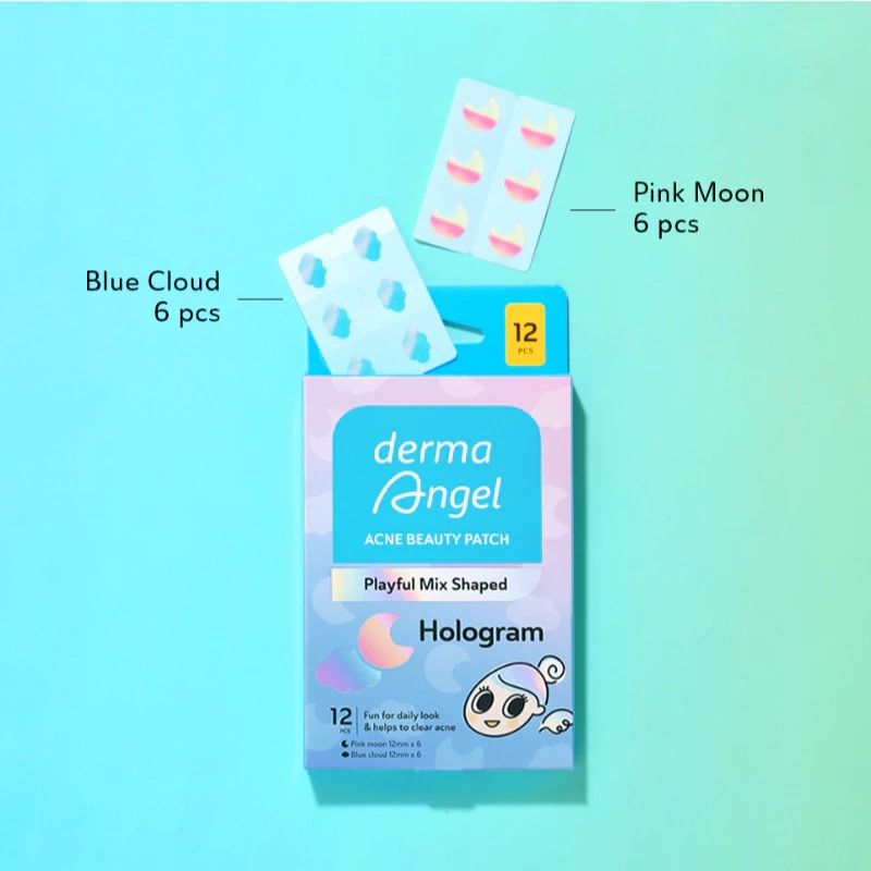 Derma Angel Acne Beauty Patch Playful Mix Shaped 12s - Hologram Moon & Cloud