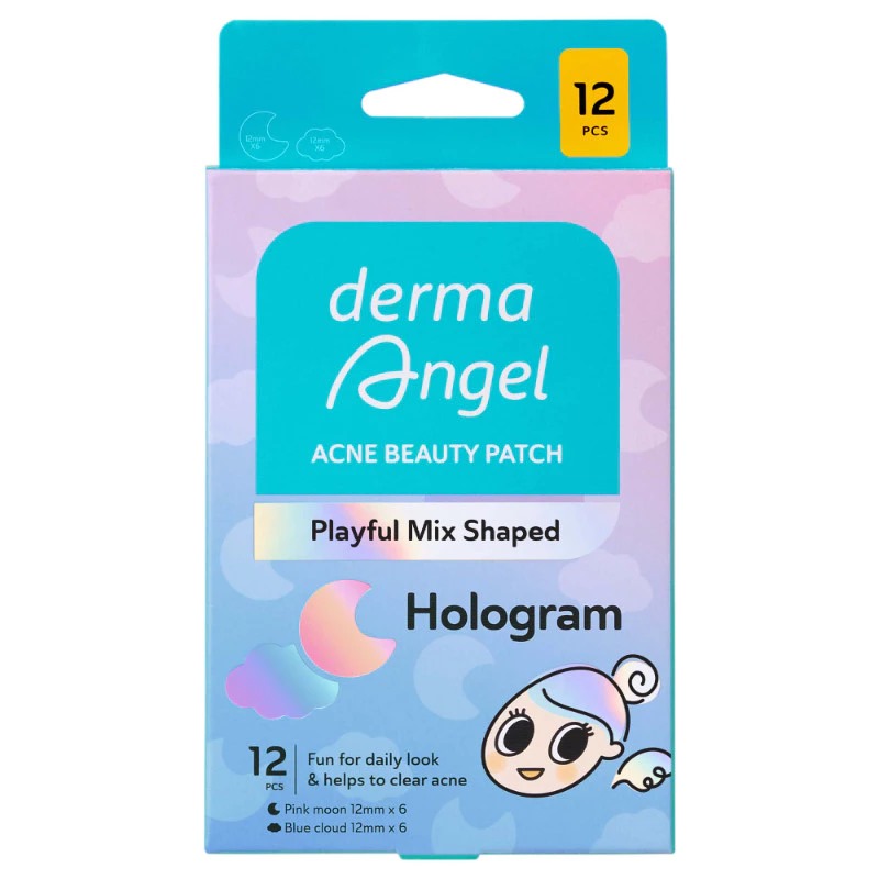 Derma Angel Acne Beauty Patch Playful Mix Shaped 12s - Hologram Moon & Cloud