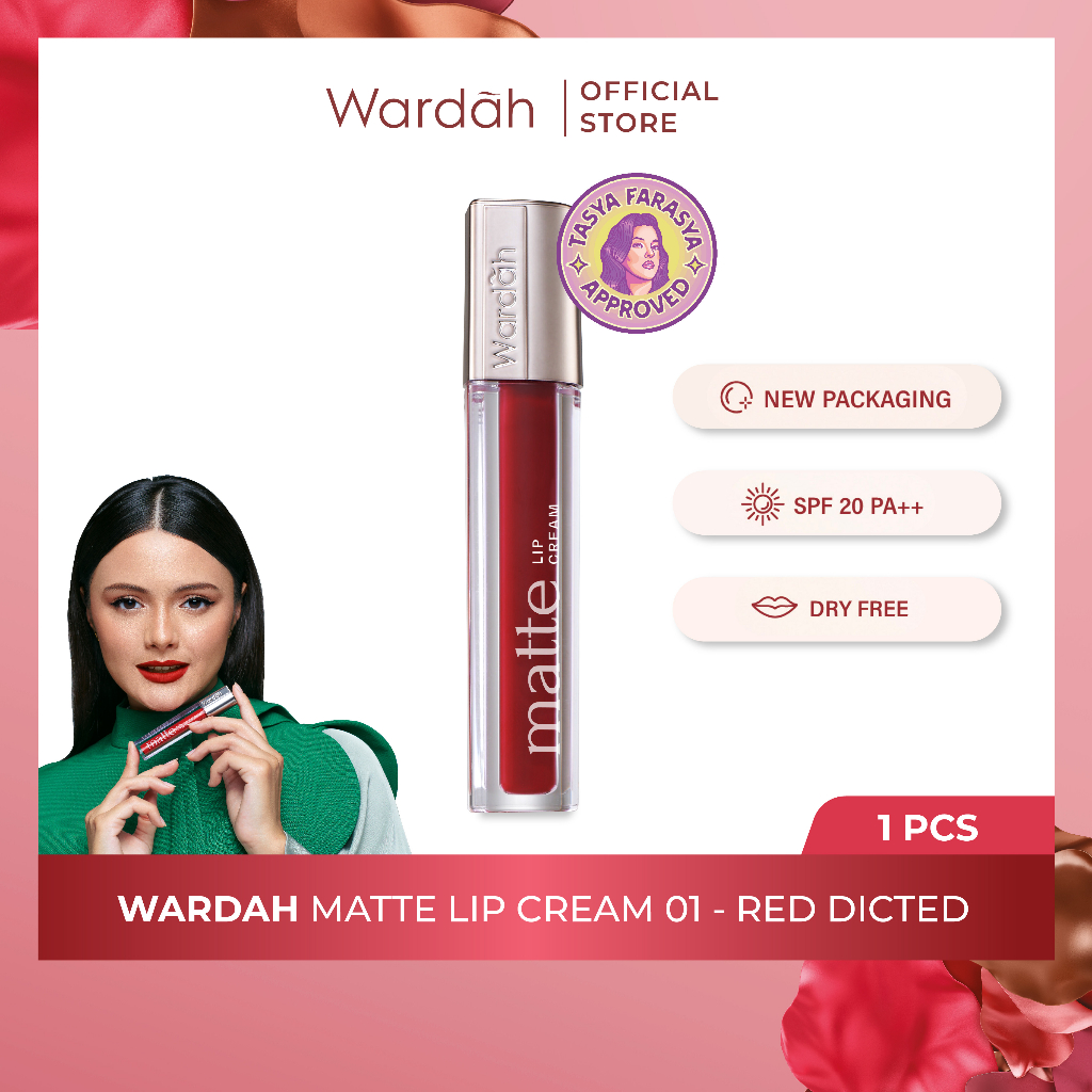 Wardah Exclusive Matte Lip Cream 4gr - 01 Red-Dicted