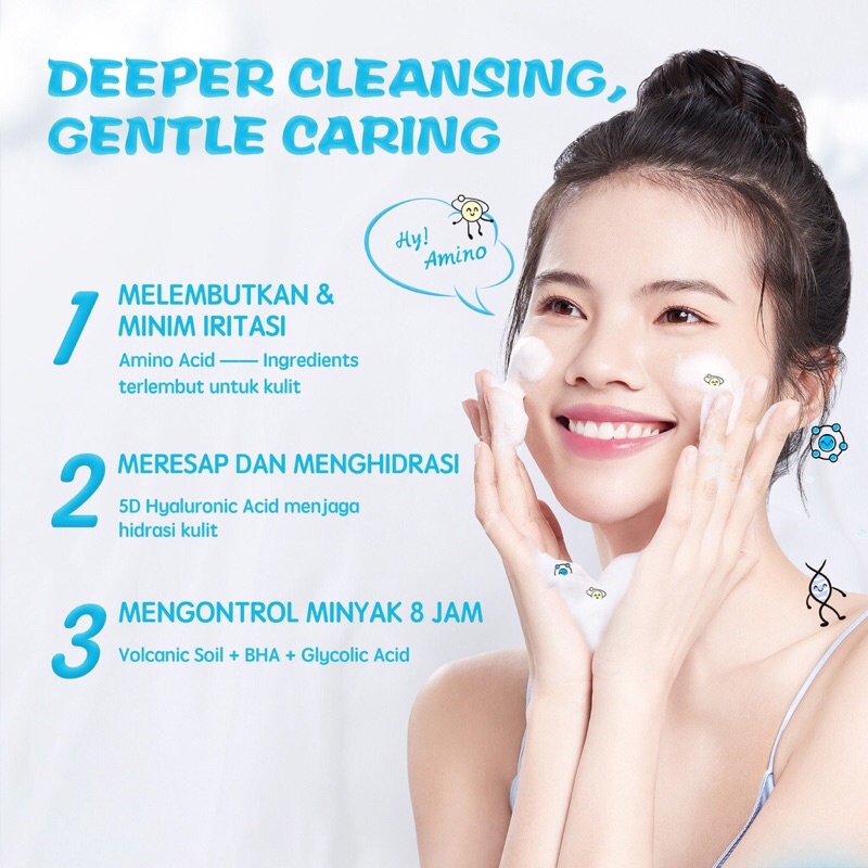 YOU Hy! Amino Contr-Oil Oil Control Facial Wash 50gr (Biru)