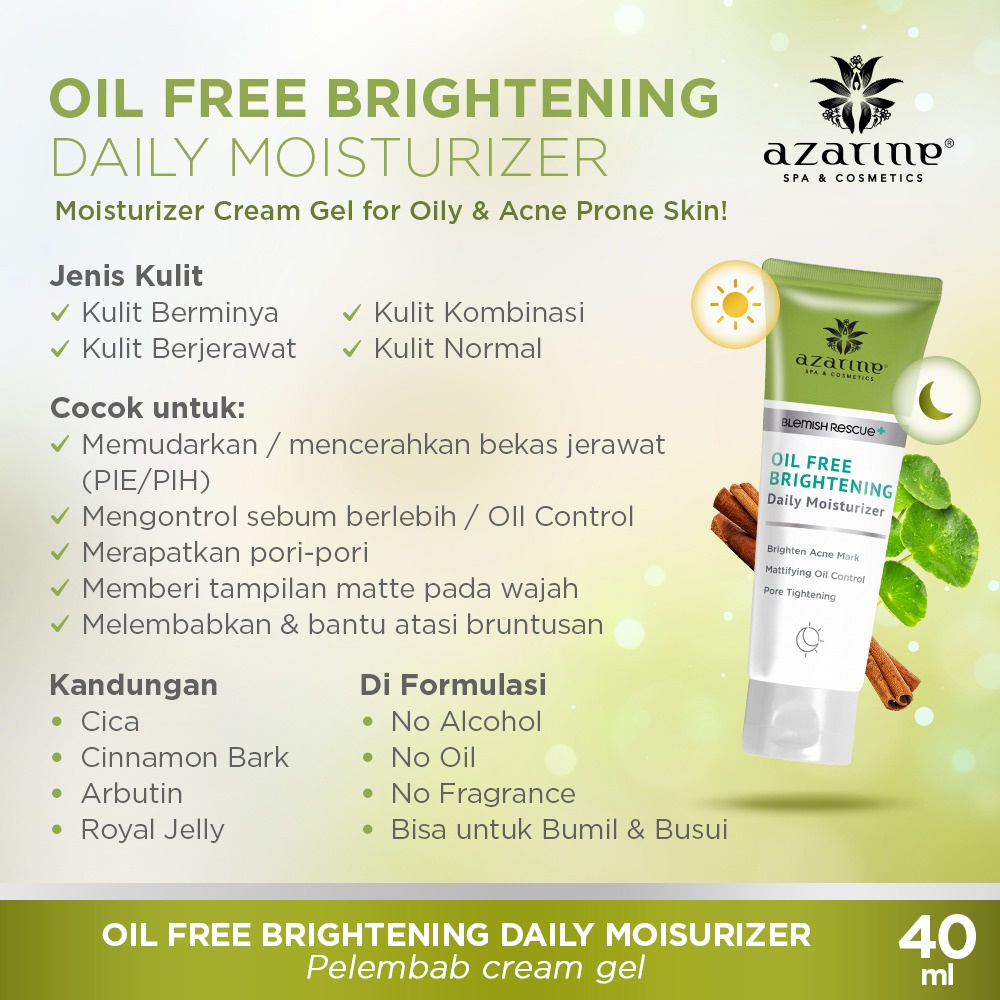 Azarine Blemish Rescue Oil Free Brightening Daily Moisturizer 40ml