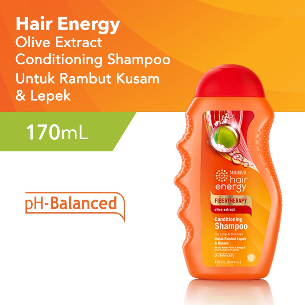 Makarizo Hair Energy Fibertherapy Conditioning Shampoo 170ml Botol - Olive (Merah)