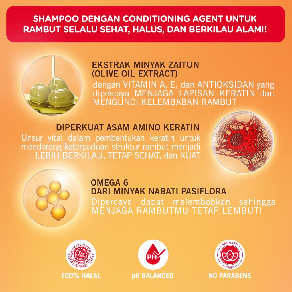 Makarizo Hair Energy Fibertherapy Conditioning Shampoo 170ml Botol - Olive (Merah)
