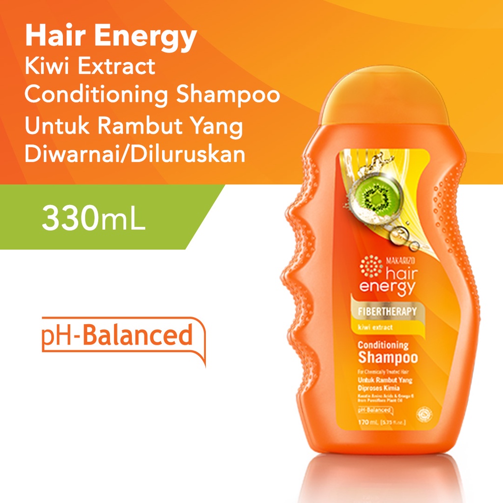 Makarizo Hair Energy Fibertherapy Conditioning Shampoo 330ml Botol - Kiwi (Kuning)